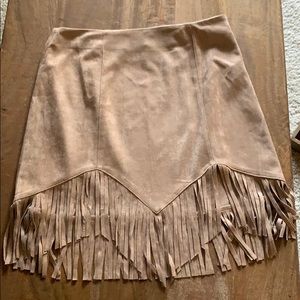 Suede fringe skirt